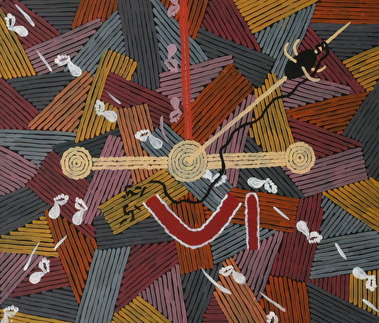 Clifford Possum Tjapaltjarri Reproduction: Preserving the Legacy of a Papunya Tula Master - Men's Love Story - 1996 by Clifford Possum Tjapaltjarri