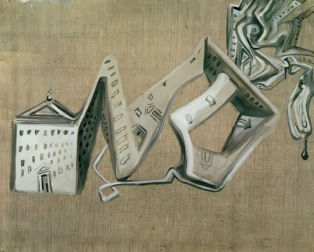 Dali Melting Clocks: Decoding the Symbolism of Surrealist Time - ARCHITECTURAL CONTORTION OF EL ESCORIAL by Salvador Dali