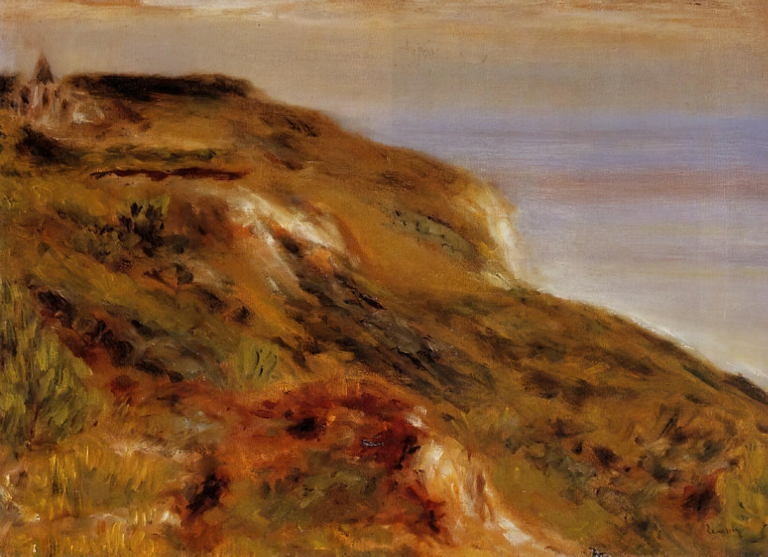 Dance at Bougival Print: A Masterpiece of Impressionist Joy and Movement - The Varangeville Church and the Cliffs by Pierre-Auguste Renoir