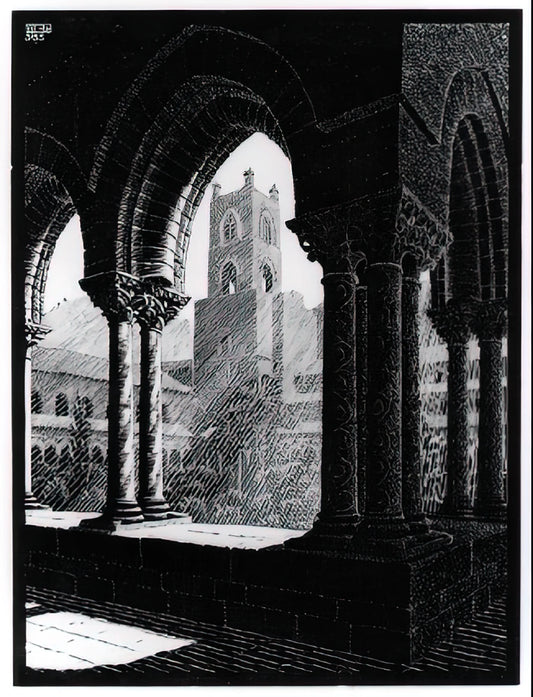 Day and Night by Escher: A Masterpiece of Visual Paradox and Geometric Art - CLOISTER OF MONREALE SICILY by MC Escher