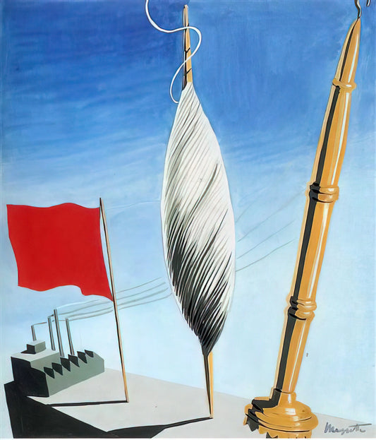 Decalcomanie René Magritte: Exploring the Surrealist's Enigmatic Technique - PROJECT OF POSTER THE CENTER OF TEXTILE WORKERS IN BELGIUM 1938 2 by Rene Magritte