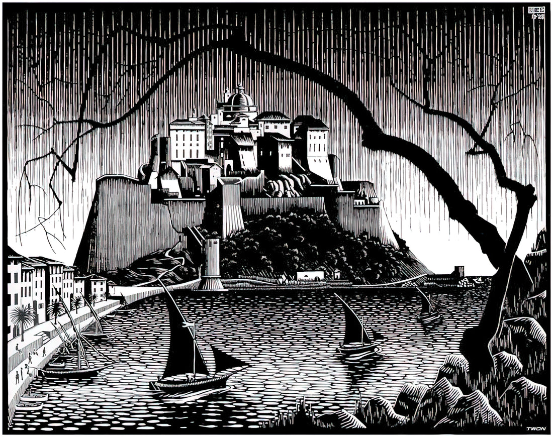 Decoding MC Escher Original Artwork Price: A Collector's Guide - CITADEL OF CALVI CORSICA by MC Escher
