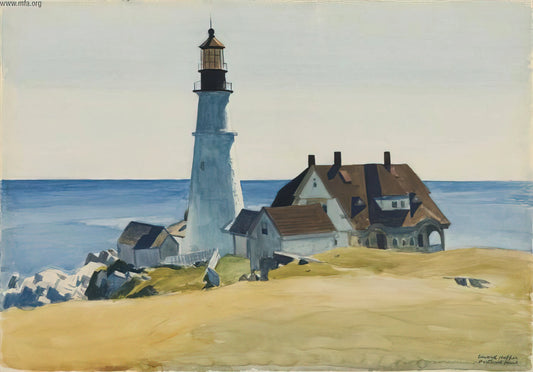 Edward Hopper and Steve Martin: An Unexpected Artistic Connection - Lighthouse and Buildings, Portland Head, Cape Elizabeth, Maine by Edward Hopper
