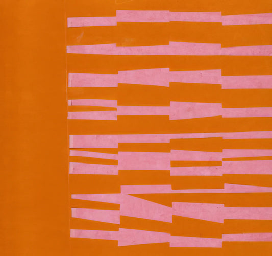 Ellsworth Kelly Brushed Aluminum Print: The Pinnacle of Hard-Edge Abstraction - Pink and Orange from the series Line Form Color by Ellsworth Kelly