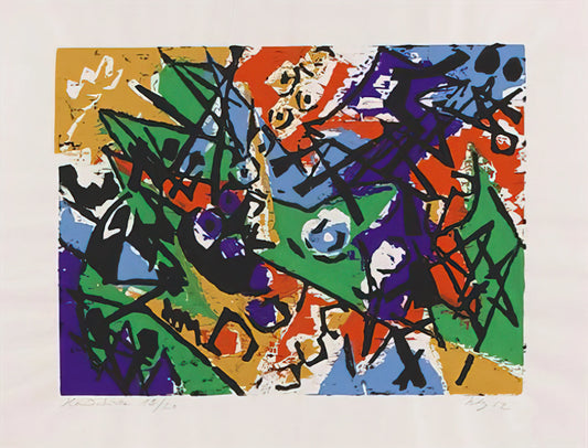 Ernst Wilhelm Nay Framed Canvas Print: A Collector's Guide to Abstract Expressionism - Farbholzschnitt 1952-2 - 1952 by Ernst Wilhelm Nay