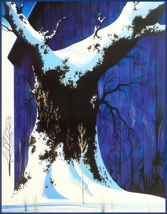 Everett Ruess Prints: The Enduring Legacy of a Wilderness Wanderer's Art - Blue Barn and Snow by Eyvind Earle