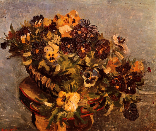 Exploring the Legacy of WikiArt Van Gogh: A Deep Dive into the Master's Oeuvre - Tambourine with Pansies by Vincent van Gogh