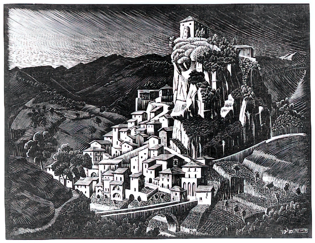 Exploring the M.C. Escher Print Gallery: A Curator's Guide to His Optical Illusions and Mathematical Art - PALIZZI CALABRIA OCTOBER 1930 1930 by MC Escher