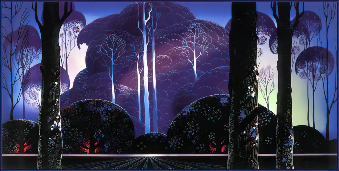 Eyvind Earle Christmas: The Visionary Art That Transformed Holiday Illustration - Purple Sunrise by Eyvind Earle