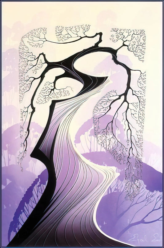 Eyvind Earle Original Art: The Visionary Behind Disney's Stylized Landscapes - Carmel Cypress by Eyvind Earle