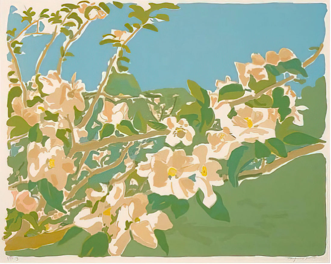 Fairfield Porter's Brushed Aluminum Print: A Modernist Masterpiece in Metallic Form - APPLE BLOSSOMS II 1974 by Fairfield Porter