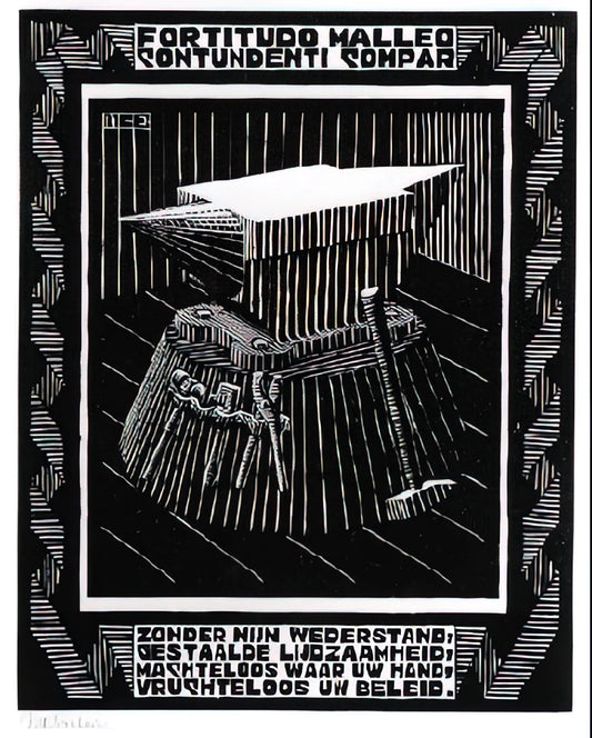 Famous Escher Paintings: A Curator's Guide to the Master of Impossible Worlds - EMBLEMATA ANVIL by MC Escher