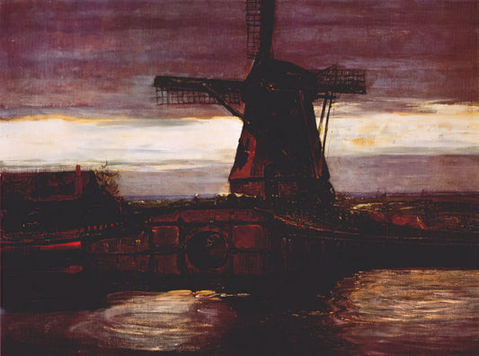 Famous Piet Mondrian Paintings: A Curator's Guide to His Iconic Works - Stammer Mill with Streaked Sky by Piet Mondrian