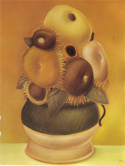 Fernando Botero Prints for Sale: A Collector's Guide to His Monumental Art - SUNFLOWERS by Fernando Botero