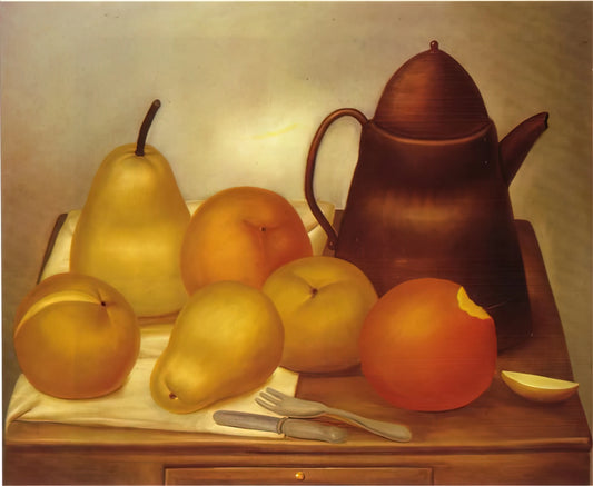 Fernando Botero: The Sculptor Who Redefined Volume and Form in Modern Art - STILL LIFE WITH COFFEE POT by Fernando Botero