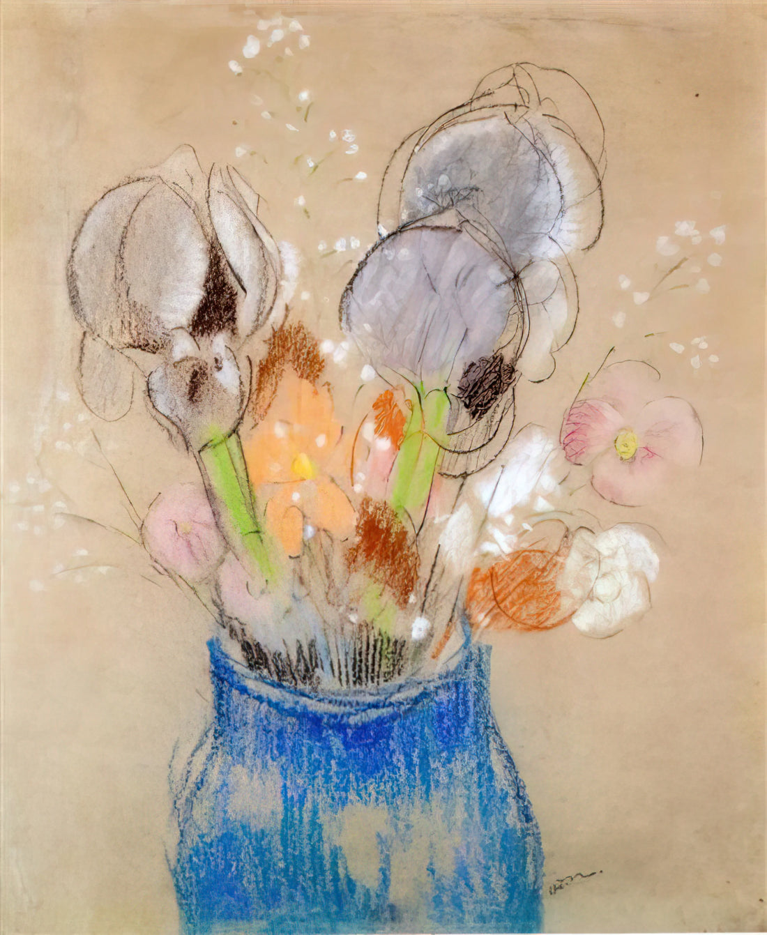 Flower Clouds by Odilon Redon: A Journey into Symbolist Botanical Dreams - BOUQUET OF FLOWERS 4 by Odilon Redon