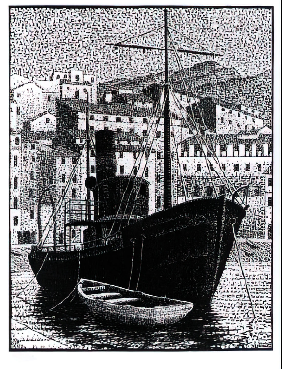 Framed Escher Prints: Curating the Impossible for Your Collection - TUGBOAT OLD HARBOR OF BASTIA JANUARY 1934 1934 by MC Escher