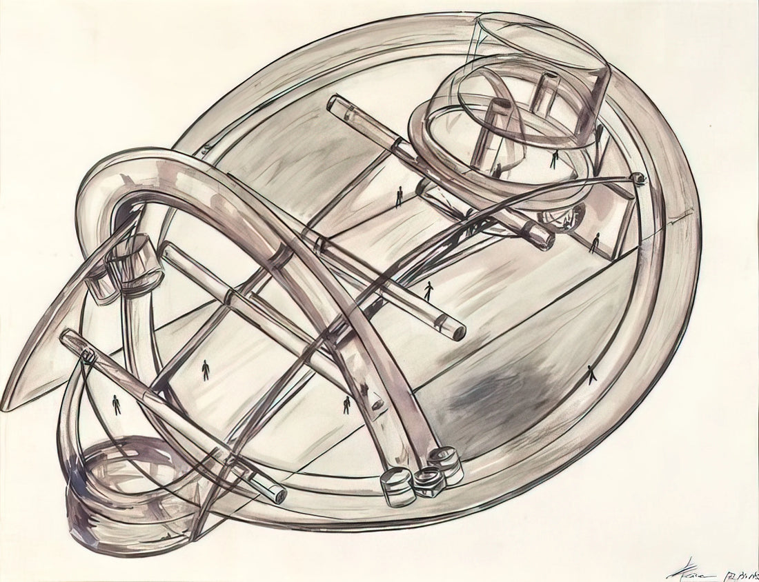 Gyula Kosice Brushed Aluminum Print: The Hydrokinetic Vision in Modern Art - Untitled - 1972 by Gyula Kosice