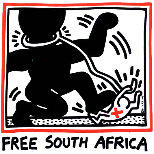 Harring Poster: The Art of Keith Haring's Iconic Pop Activism - FREE SOUTH AFRICA 1985 by Keith Haring