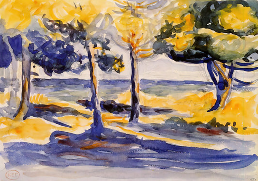 Henri Edmond Cross Acrylic Print: A Modernist Masterpiece Reimagined - Trees by the Sea by Henri-Edmond Cross