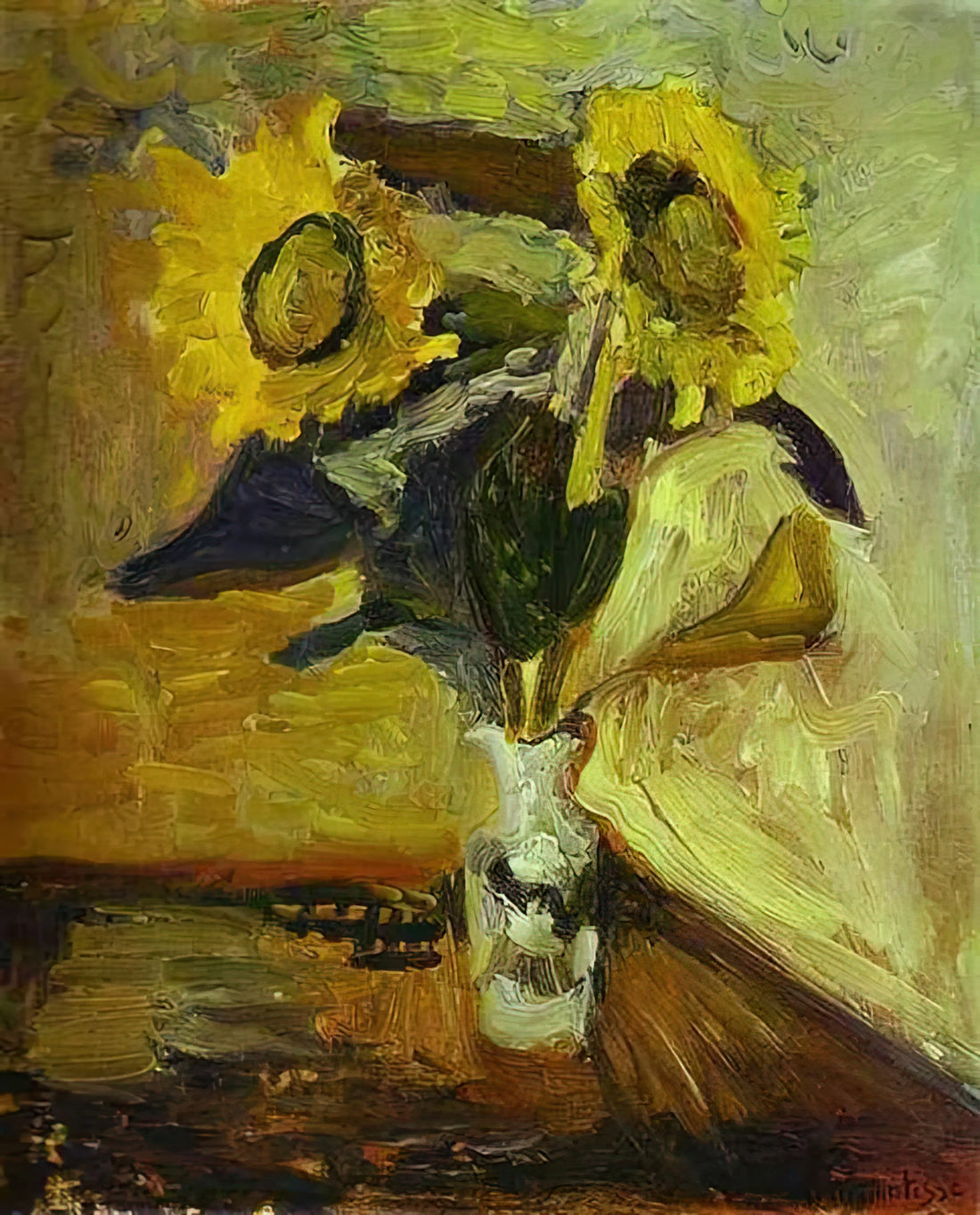Henri Matisse Conversation: Decoding the Master's Dialogue with Color and Form - VASE OF SUNFLOWERS 1898 by Henri Matisse