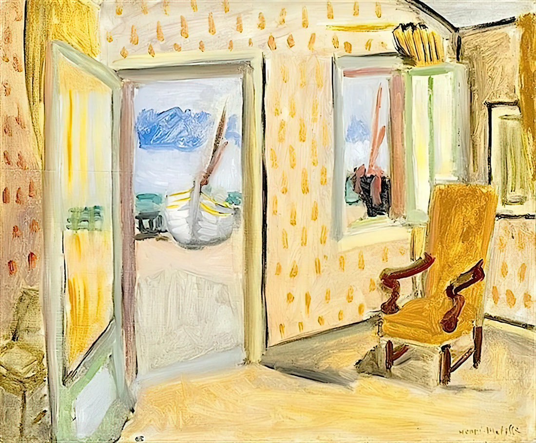Henri Matisse Goldfish Poster: A Masterpiece of Color and Composition for Your Space - INTERIOR OPEN DOOR 1920 by Henri Matisse