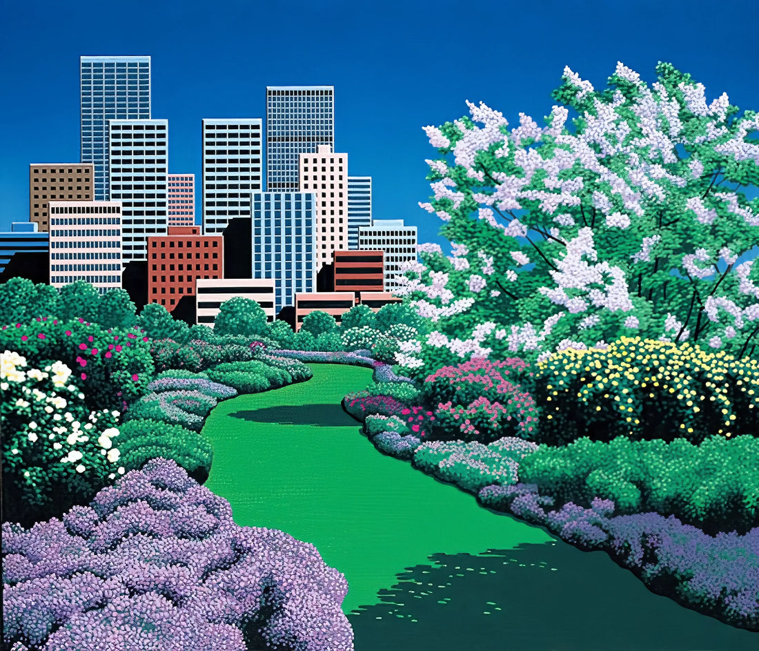 Hiroshi Nagai Tower Records: The Iconic Art Print That Defined an Era - City Garden by Hiroshi Nagai