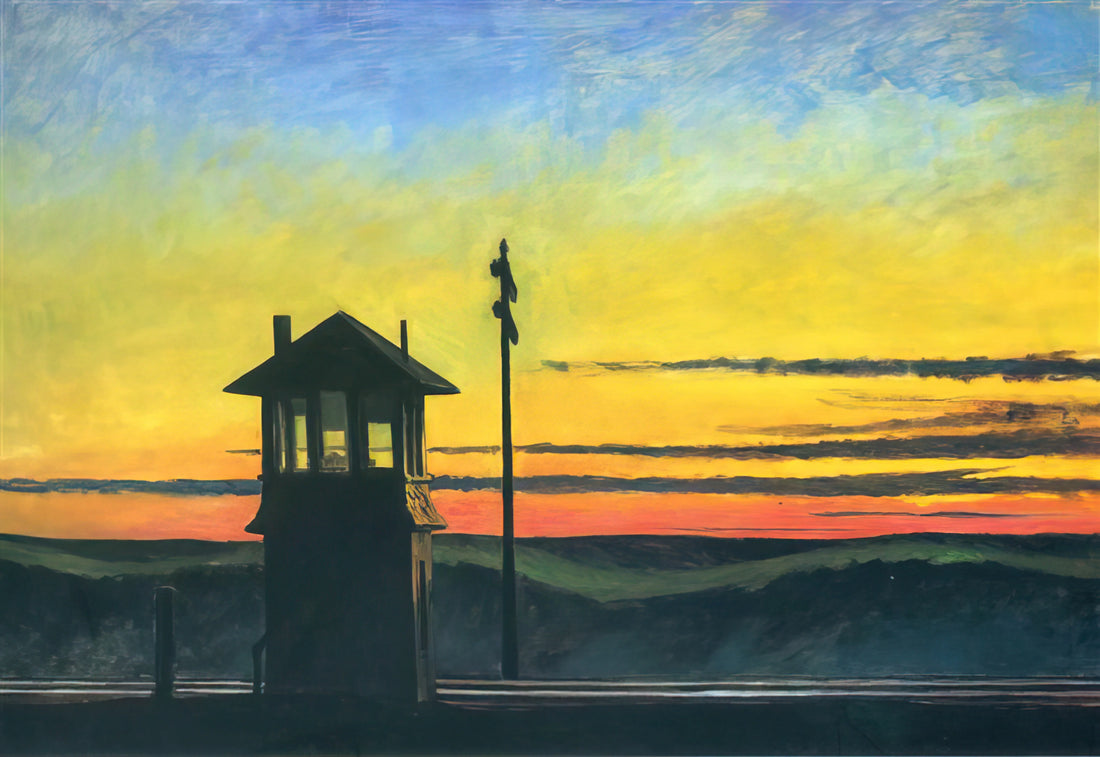 Hopper Night Shadows: A Masterpiece of American Urban Solitude - Railroad Sunset by Edward Hopper