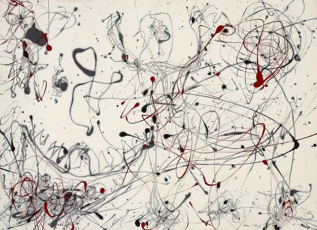 Jackson Pollock Kindergarten Art: Understanding the Childlike Genius in Abstract Expressionism - NUMBER 4 GRAY AND RED 1948 by Jackson Pollock