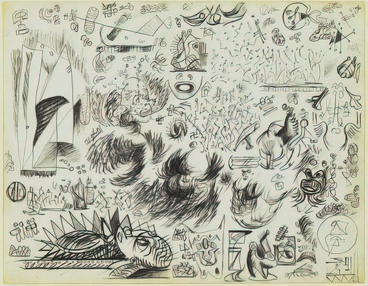 Jackson Pollock's Painting for Peggy Guggenheim: A Pivotal Moment in Modern Art - SHEET OF STUDIES 1941 by Jackson Pollock
