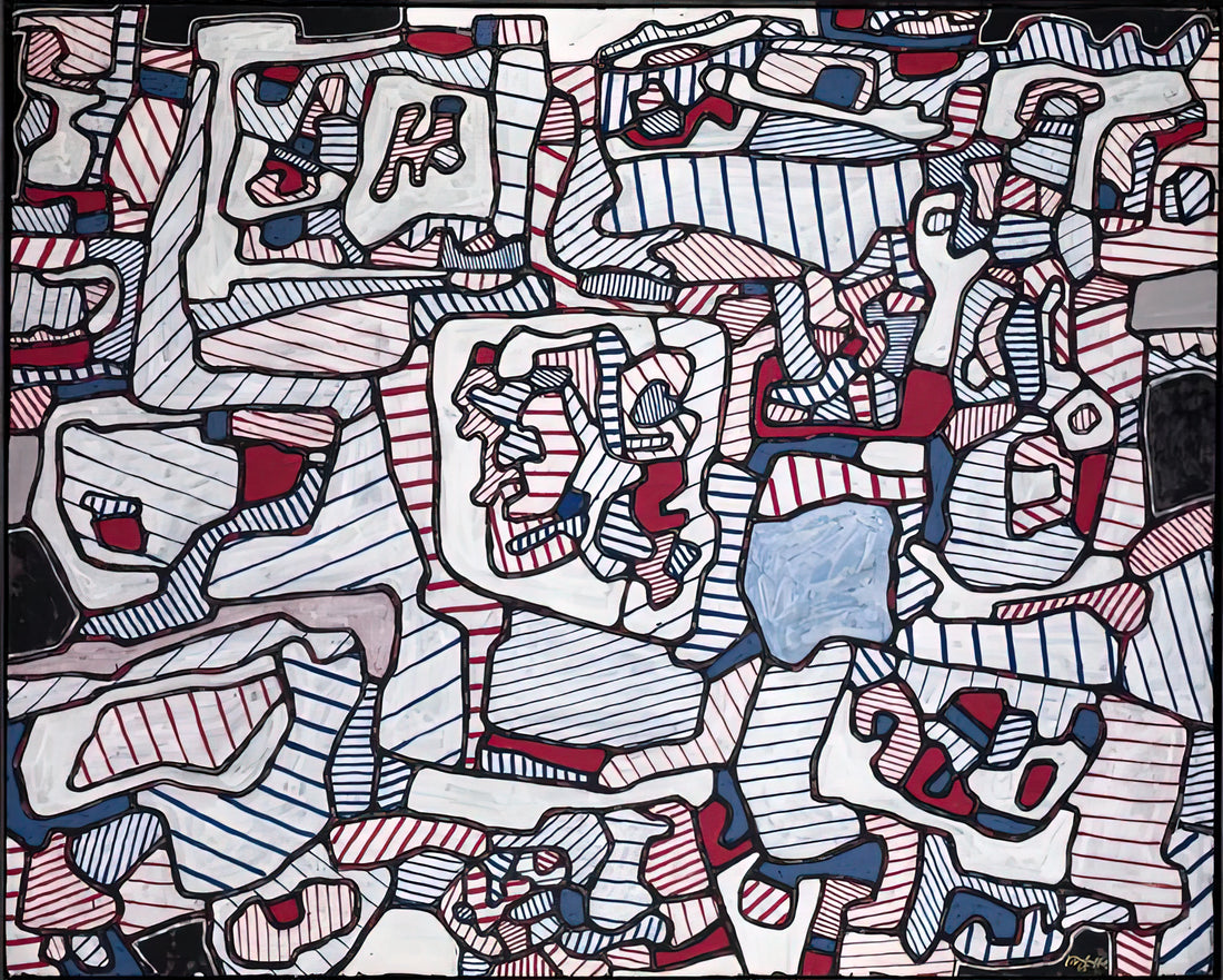 Jean Dubuffet Brushed Aluminum Print: A Modernist Statement in Metal - SITE INHABITED BY OBJECTS 1965 by Jean Dubuffet