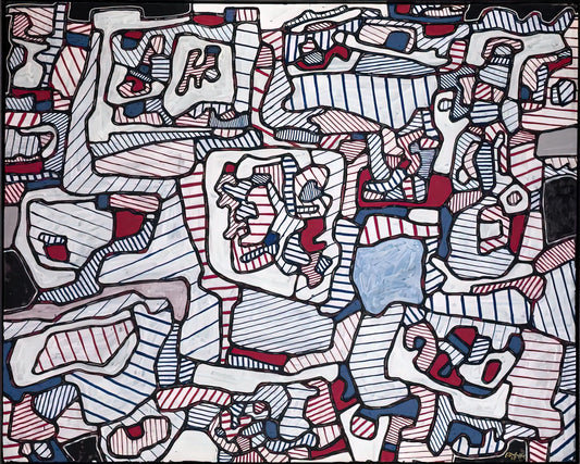 Jean Dubuffet Brushed Aluminum Print: A Modernist Statement in Metal - SITE INHABITED BY OBJECTS 1965 by Jean Dubuffet