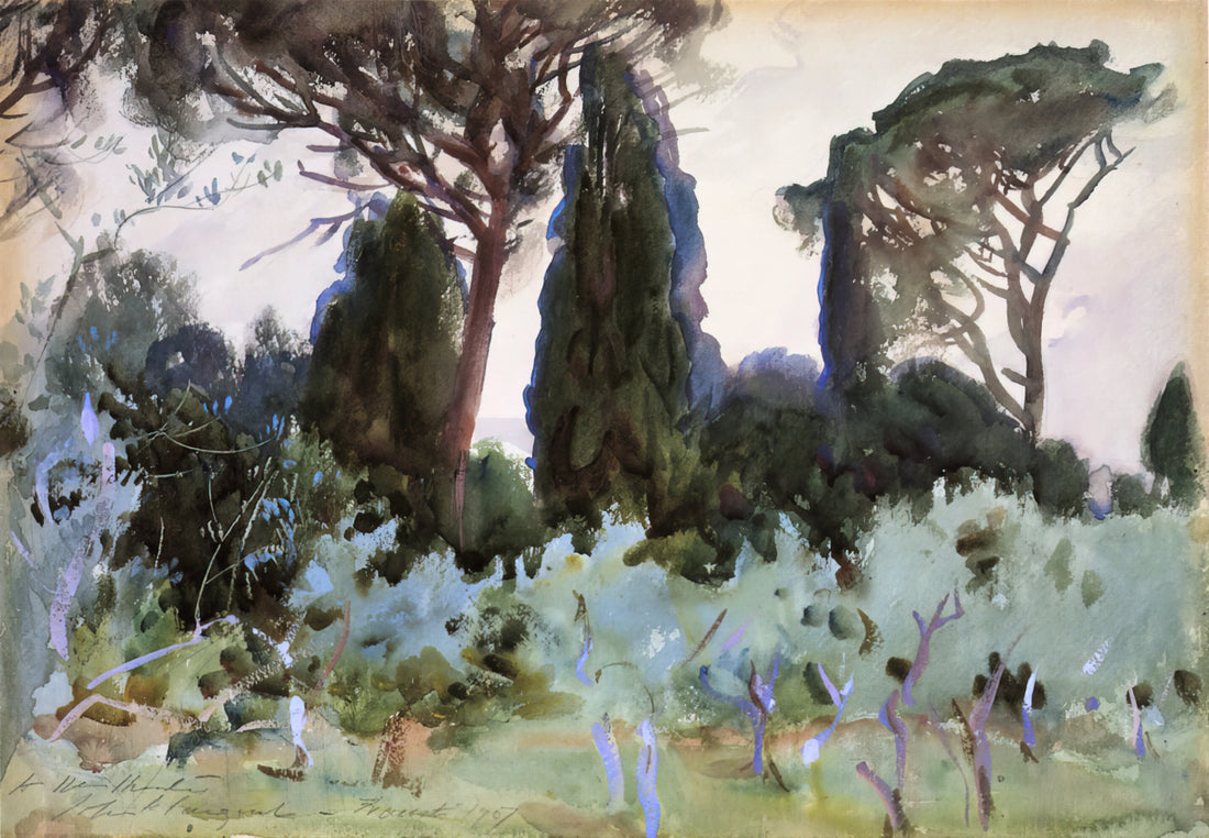 John Singer Sargent Garden Paintings: A Master's Study of Light and Leisure - Landscape near Florence by John Singer Sargent