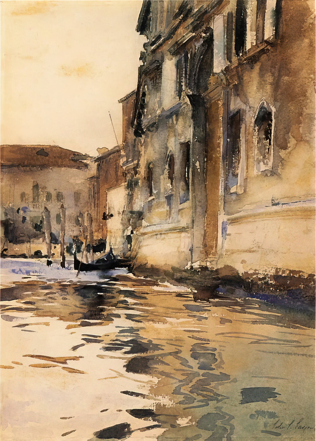 John Singer Sargent Original Paintings for Sale: A Collector's Guide to Acquiring Masterworks - Venetian Canal, Palazzo Corner by John Singer Sargent