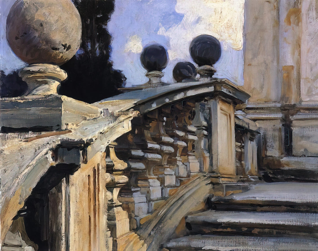 John Singer Sargent Portraits: Mastery of Character and Light in Gilded Age Art - The Steps of the Church of S. S. Domenico-e-Siste in Rome by John Singer Sargent
