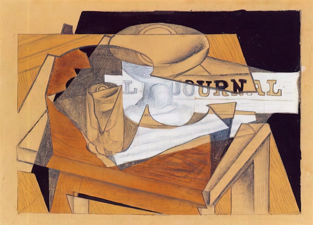 Juan Gris Acrylic Print: The Definitive Guide to Collecting Synthetic Cubist Masterpieces - BOWL GLASS AND NEWSPAPER by Juan Gris