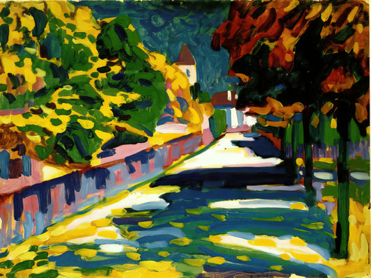 Kandinsky Composition 7: A Symphony of Color and Form in Abstract Art - AUTUMN IN BAVARIA 1908 by Wassily Kandinsky