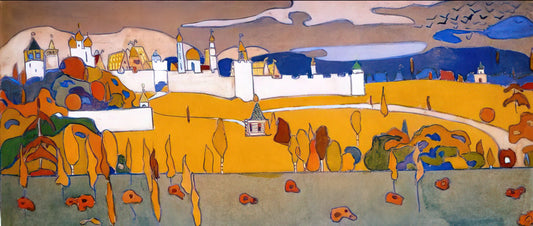 Kandinsky Red: The Revolutionary Power of Color in Abstract Art - WALLED CITY IN AUTUMN LANDSCAPE 1902 by Wassily Kandinsky