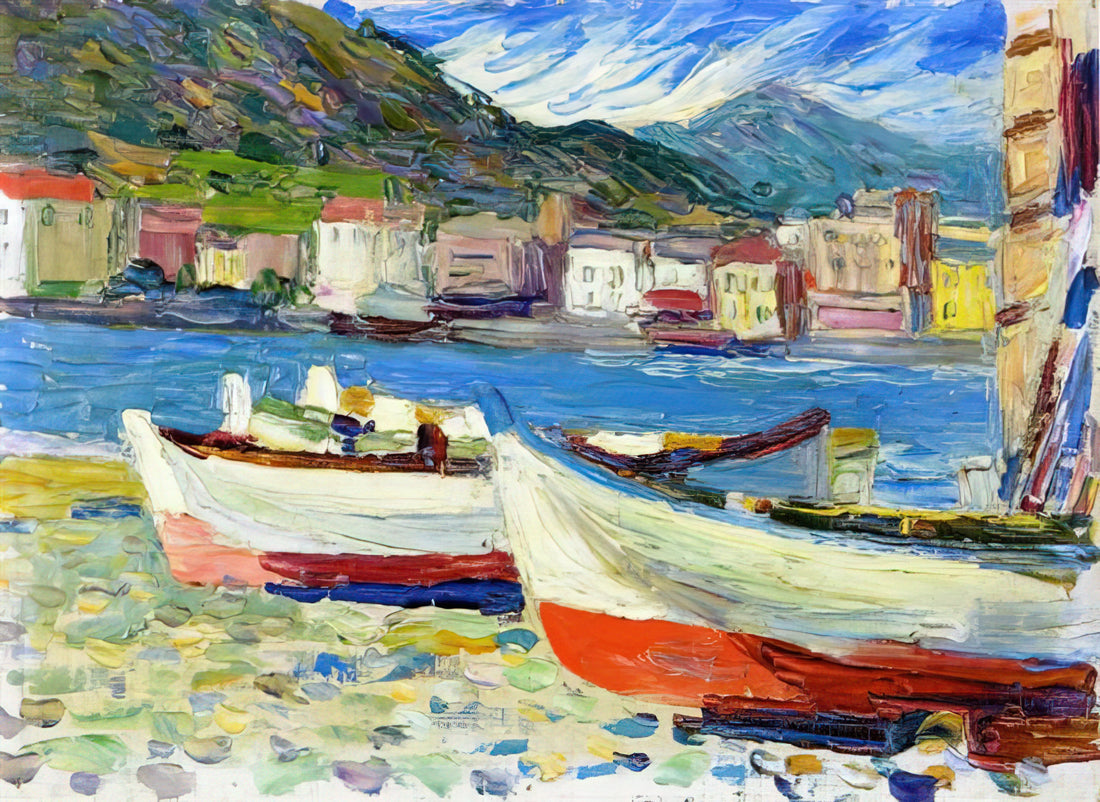 Kandinsky Swinging Print: A Masterpiece of Abstract Expression and Dynamic Harmony - RAPALLO BOATS by Wassily Kandinsky