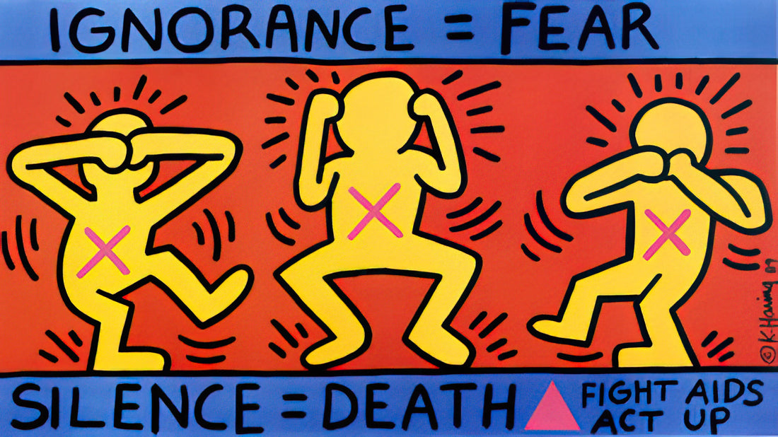 Keith Haring Dog Poster: A Vibrant Symbol of Art, Activism, and Pop Culture - IGNORANCE FEAR 1989 by Keith Haring
