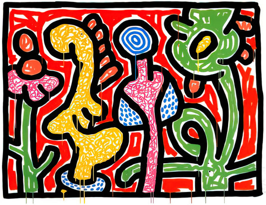 Keith Haring Prints: A Guide to Authentic Art vs. Amazon Marketplace - FLOWERS IV 1990 by Keith Haring