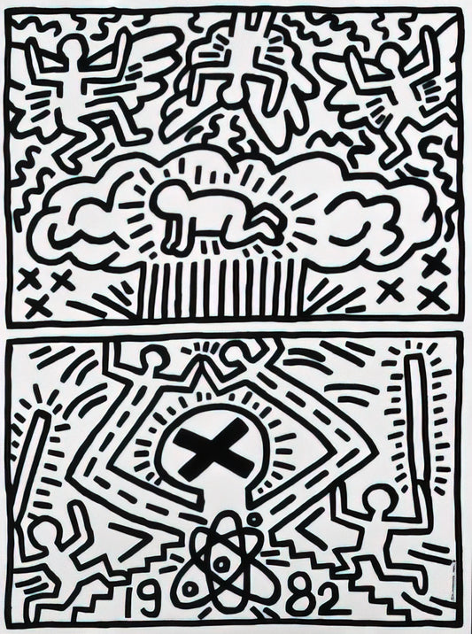 Keith Haring's Eight Ball: Decoding the Iconic Symbol of 1980s Street Art - ANTI NUCLEAR RALLY 1982 by Keith Haring