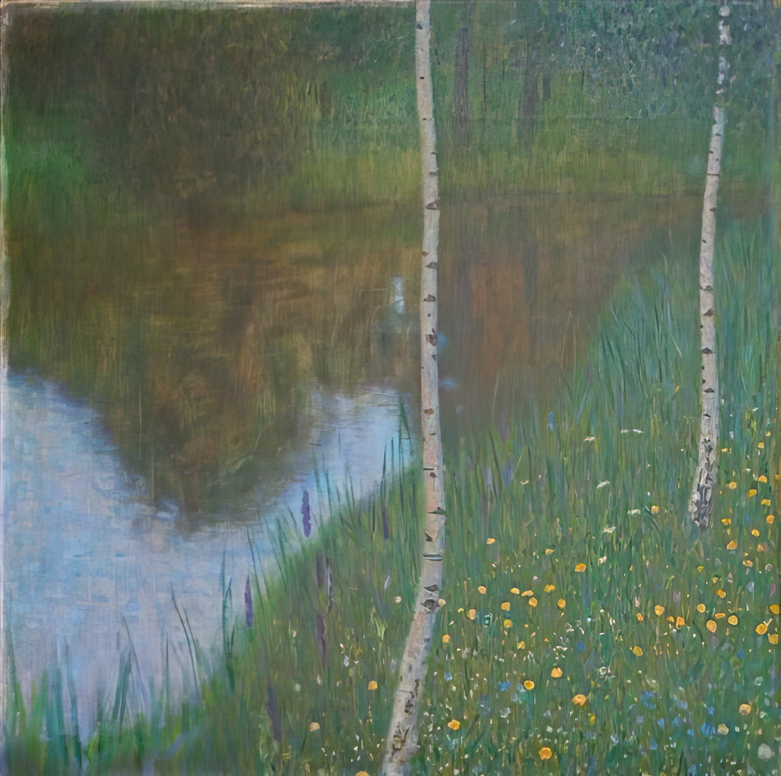 Klimt Prints: A Collector's Guide to Gustav Klimt's Iconic Art in Reproduction - LAKESIDE WITH BIRCH TREES 1901 by Gustav Klimt