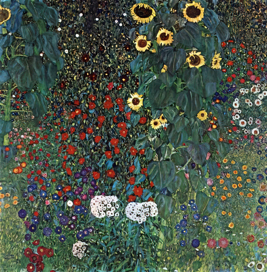 Klimt and Mozart: The Golden Threads of Viennese Art and Music - COUNTRY GARDEN WITH SUNFLOWERS 1906 by Gustav Klimt