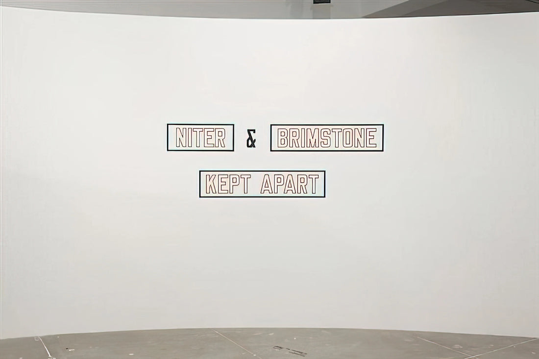 Lawrence Weiner at MoMA: A Seminal Force in Conceptual Art - Niter  Brimstone Kept Apart - 1993 by Lawrence Weiner