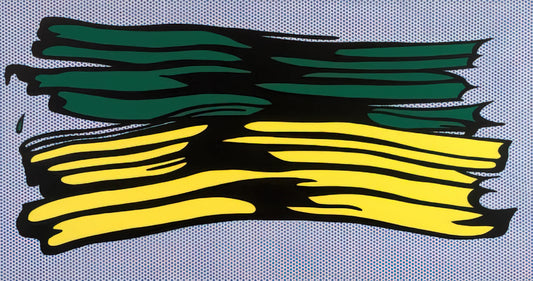 Leo Castelli Poster: A Collector's Guide to the Legendary Gallery's Iconic Art Prints - YELLOW AND GREEN BRUSHSTROKES 1966 0 by Roy Lichtenstein