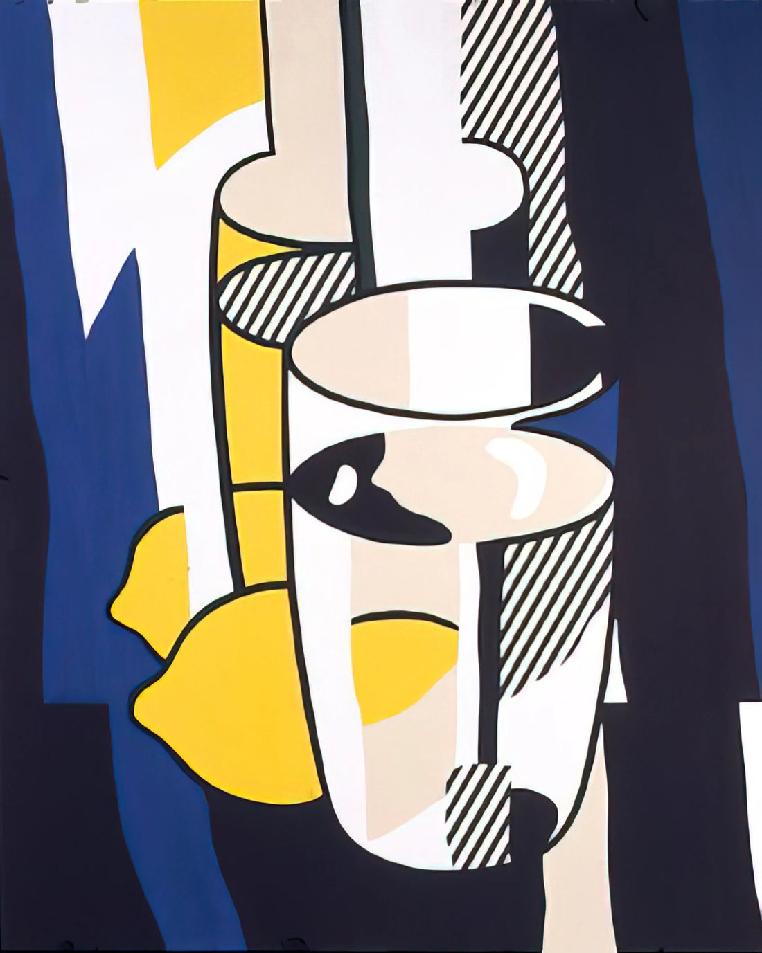 Lichtenstein Pop Art Portraits: The Ben-Day Dots That Changed Art History - GLASS AND LEMON IN A MIRROR 1974 by Roy Lichtenstein