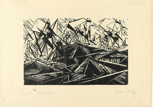 Lyonel Feininger: The Architect of Cubist Fantasy in Modern Art - HANSEATIC SHIPS HANSASCHIFFE 1919 by Lyonel Feininger