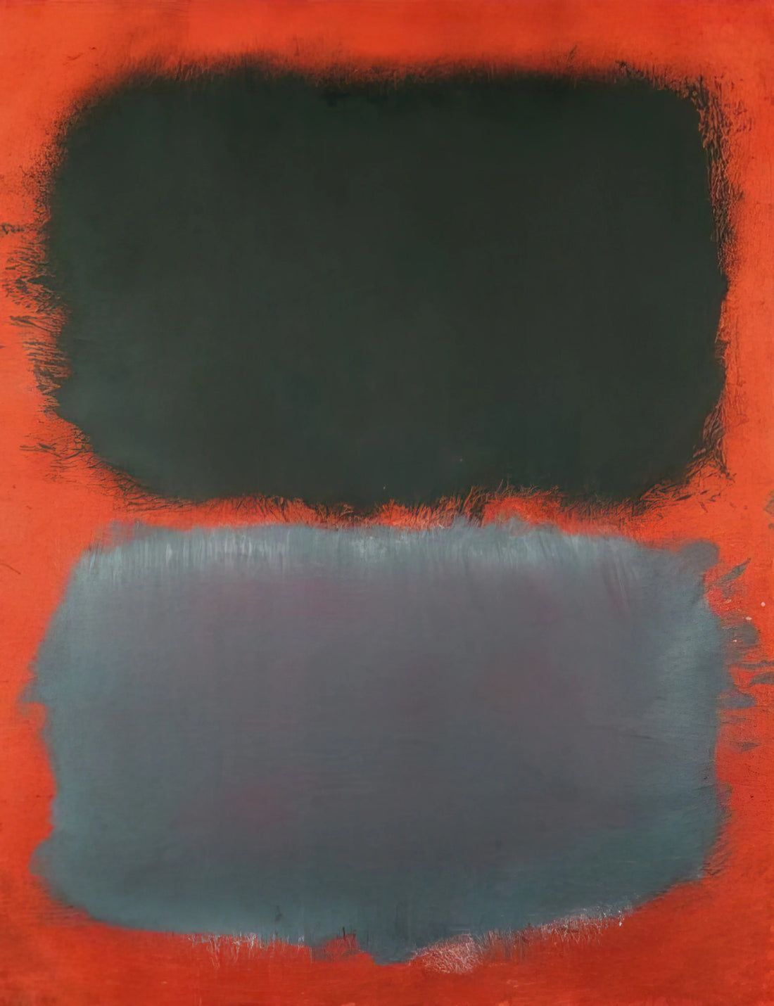 Mark Rothko Painting Yellow and Blue: An Exploration of Color Field Transcendence - Untitled Gray, Gray on Red - 1968 by Mark Rothko