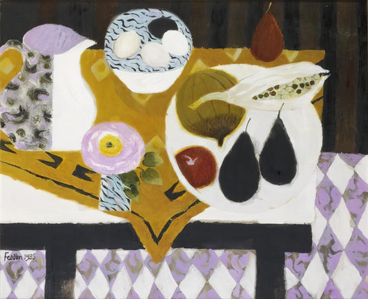 Mary Fedden Brushed Aluminum Print: A Modern Collector's Guide to Her Vibrant Still Lifes - Bowl of Eggs - 1985 by Mary Fedden